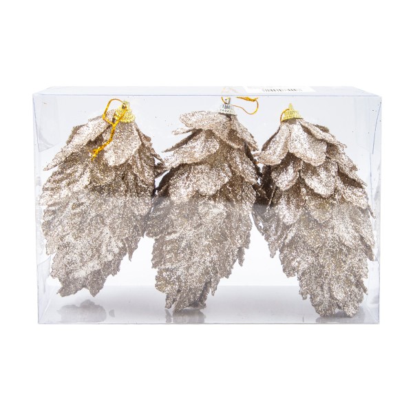 Набор украшений Шишки золотые 3шт