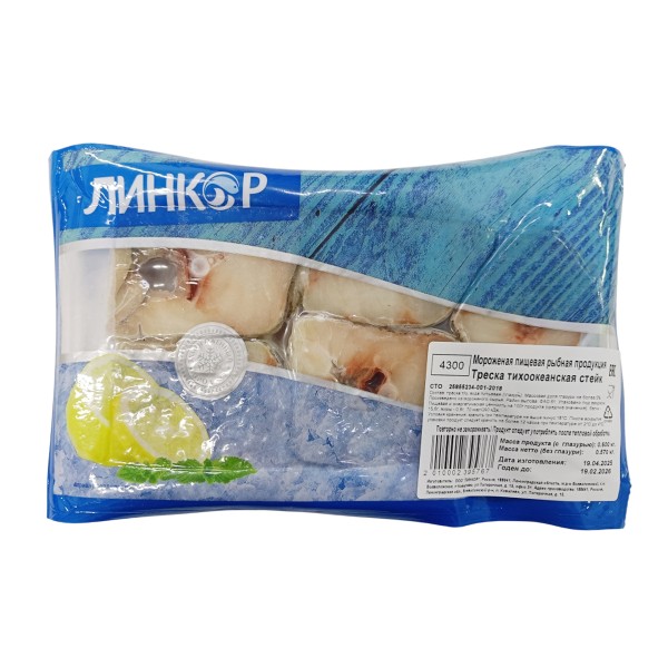 Стейк трески замороженный Линкор 600г