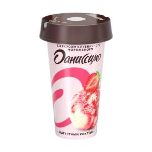 Коктейль йогуртный Даниссимо 190г со вкусом клубничного мороженого БЗМЖ