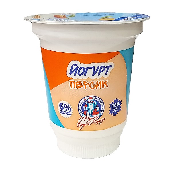 Йогурт фруктовый Великий Устюг 6% 160г персик БЗМЖ