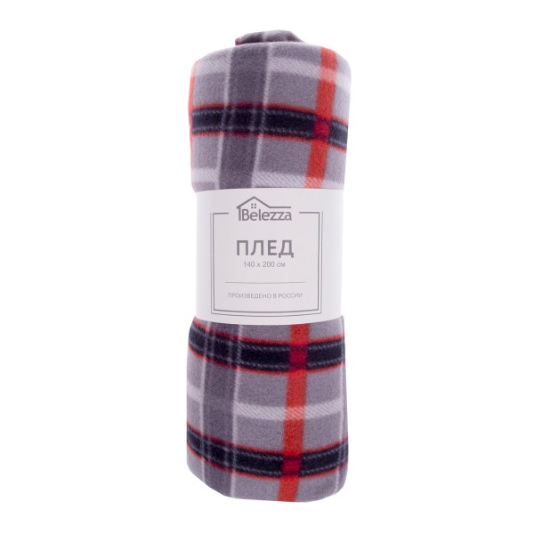 Плед флис Sherlock 140х200см Belezza серо-красный