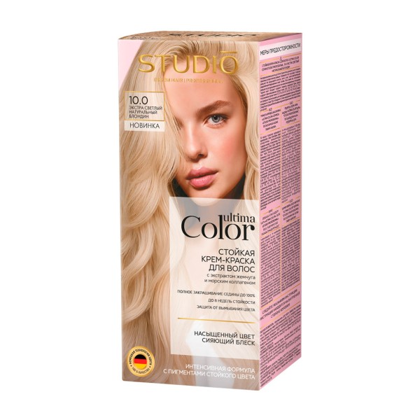 Крем-краска для волос Studio Professional Ultima Color 10.0 экстра светлый натуральный блондин