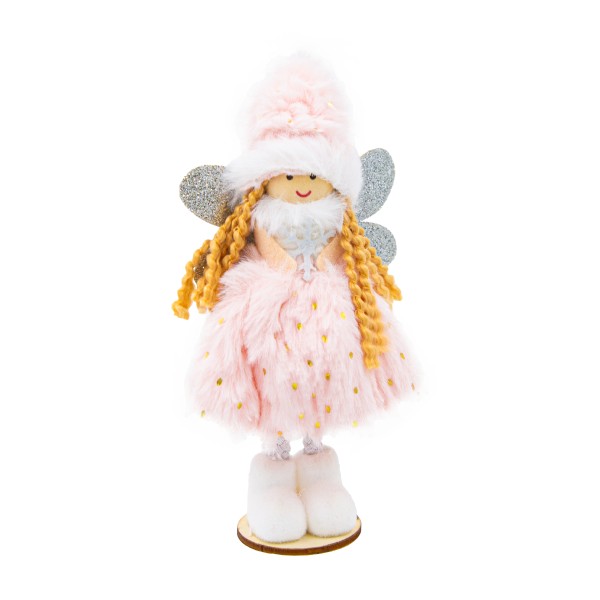 Сувенир новогодний Фея в розовом платье со снежинкой 16см