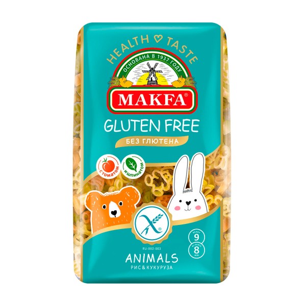 Макароны Animals рис&кукуруза безглютеновые Makfa 300г
