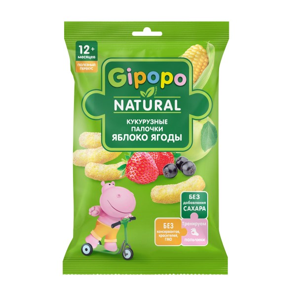 Палочки кукурузные Gipopo 20г яблоко, ягоды