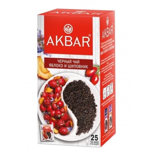 Чай черный Akbar Яблоко и шиповник 25пак