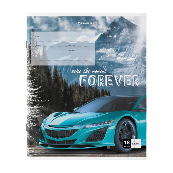 Тетрадь Sports car 18л клетка скрепка Brauberg
