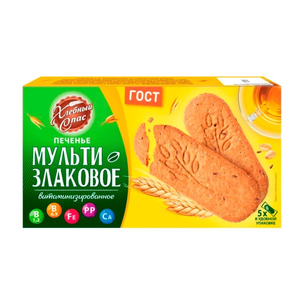 Печенье Мультизлаковое Витаминизированное Хлебный спас 200г
