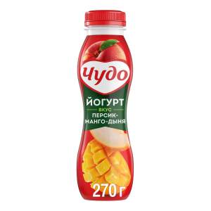 Йогурт питьевой Чудо 2,4% 270гр персик-манго-дыня БЗМЖ