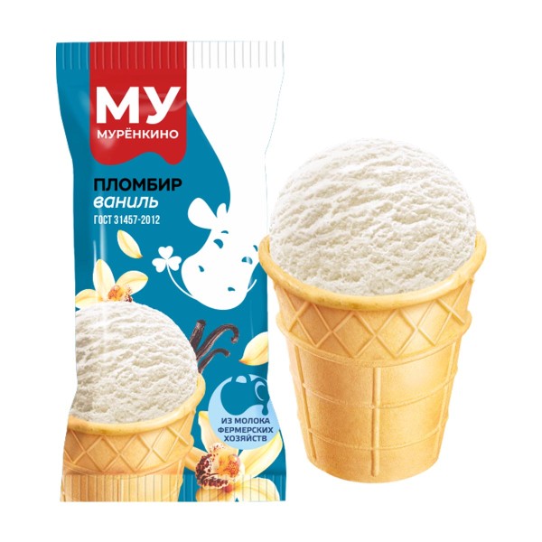 Мороженое стаканчик Пломбир с ароматом ванили Муренкино 65г БЗМЖ