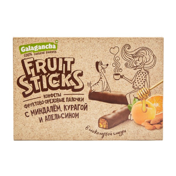 Конфеты Fruit Stiсks с курагой и миндалем 175г