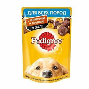 Корм Pedigree для взрослых собак 85гр с телятиной и печенью в желе