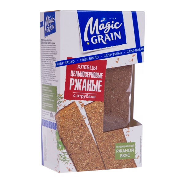 Хлебцы Magic Grain цельнозерновые ржаные с отрубями 160г