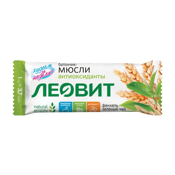 Батончик-мюсли Худеем за неделю Леовит 30г с фенхелем и зеленым чаем