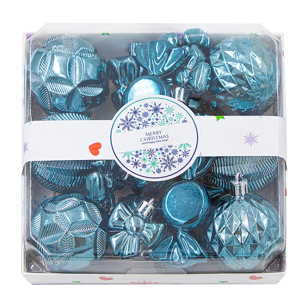 Набор шаров и украшения Merry Christmas синий 18шт
