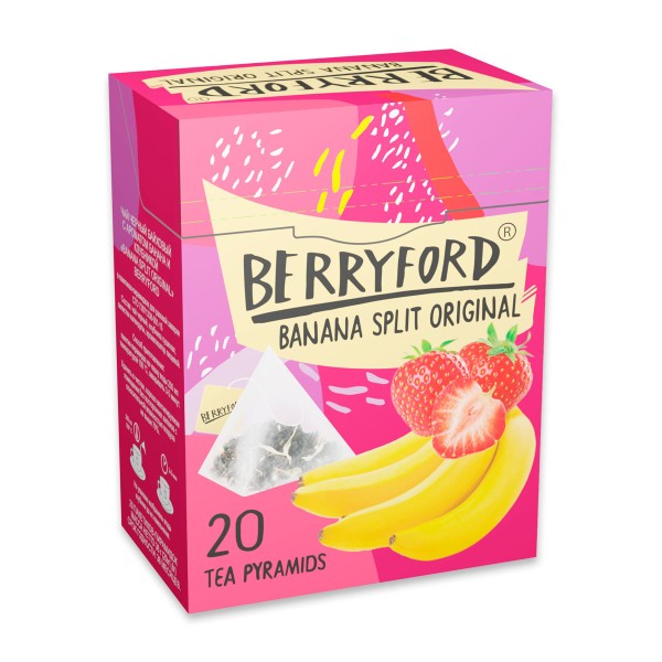 Чай черный Berryford с ароматом клубники и банана 20 пирамидок