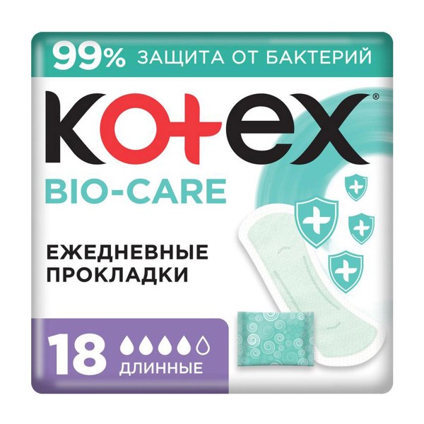 Прокладки гигиенические Kotex Bio-Care Длинные ежедневные 18шт