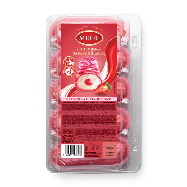 Пирожное Эклеры клубничные со сливочно-заварным кремом Mirel 235г