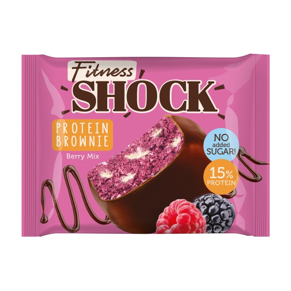Бисквит протеиновый Брауни FitnessShock 50г ягодный микс