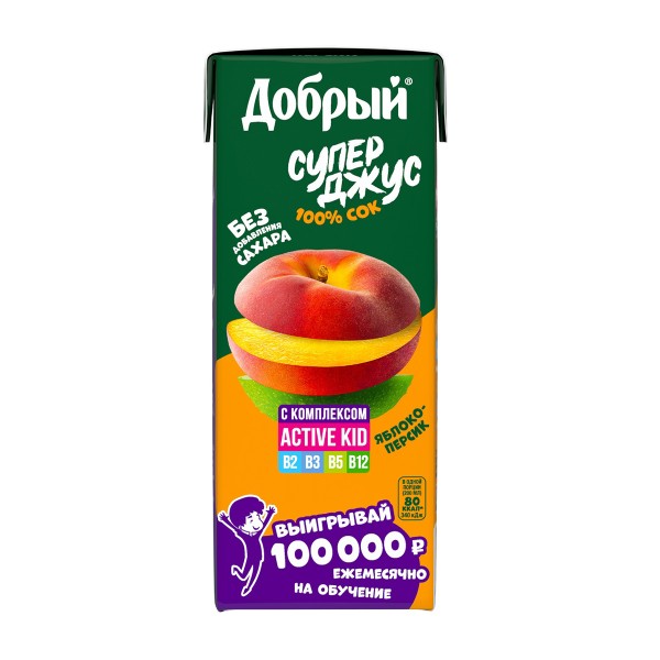 Сок Active kid Мултон 0,2л яблоко-персик