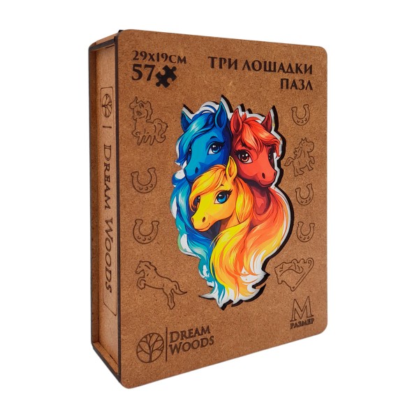 Пазл-копилка деревянный Dream Woods Три лошадки