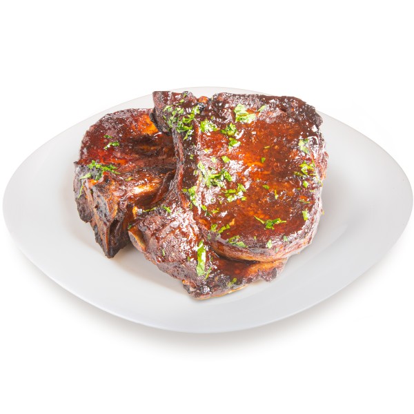 Стейк из свинины на кости в соусе барбекю производство Макси