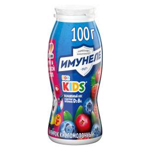 Напиток кисломолочный с соком Имунеле For kids 1,5% 100гр земляника, черника, брусника БЗМЖ