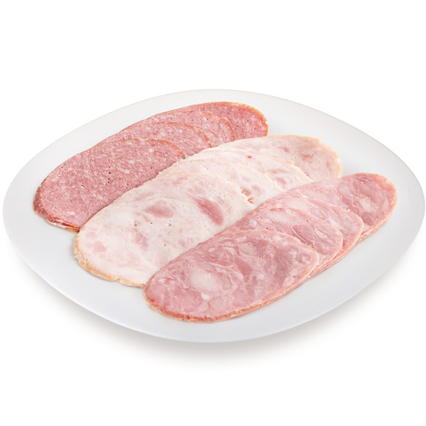 Нарезка Ассорти сырокопченых колбас производство Макси