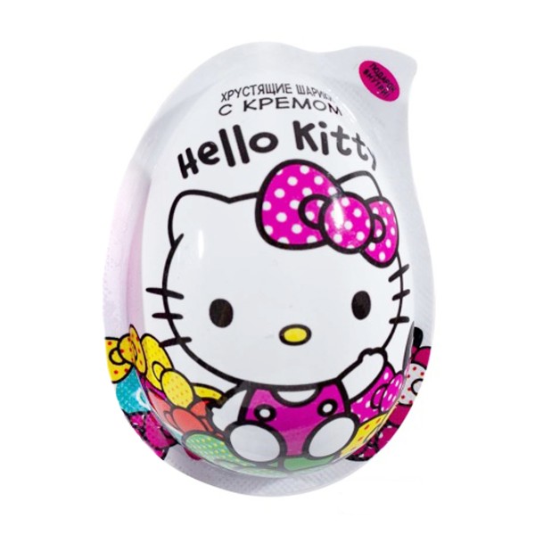 Шарики хрустящие с кремом и игрушкой в пластиковом яйце 15г Hello Kitty
