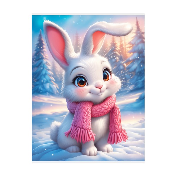 Набор для творчества Холст с красками 17х22см Рыжий кот Крольчонок в розовом шарфе