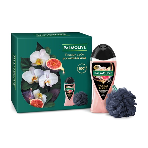 Набор подарочный Palmolive Роскошь масел: гель для душа 250мл+мочалка
