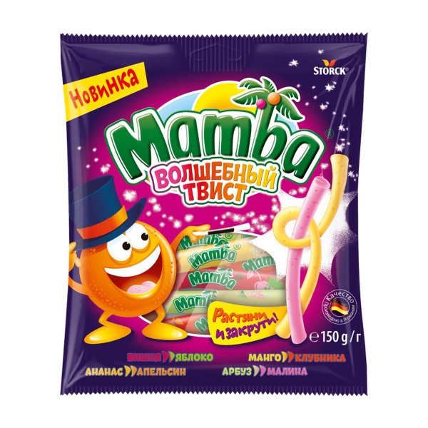 Конфеты жевательные Волшебный твист Mamba 150гр