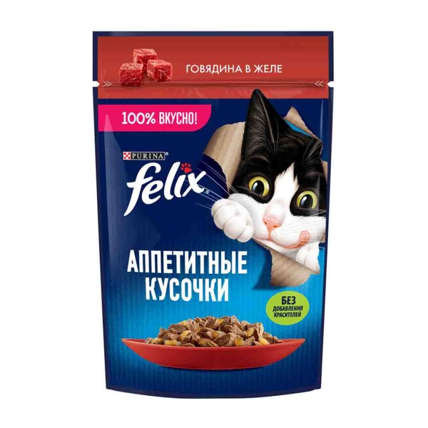 Корм для кошек Феликс аппетитные кусочки 75г фольга говядина