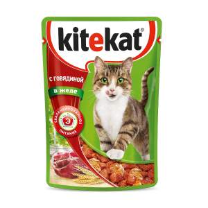 Корм для кошек Kitekat 85гр с говядиной в желе