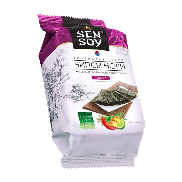 Чипсы-нори Tom Yum из морской капусты Sen Soy 4,5г
