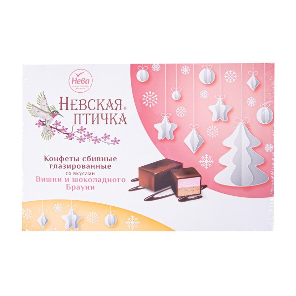 Шоколадные конфеты Невская птичка сбивные со вкусом вишни и шоколадного брауни Нева 240г