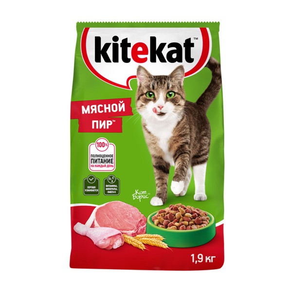 Корм для кошек Kitekat 1,9кг мясной пир