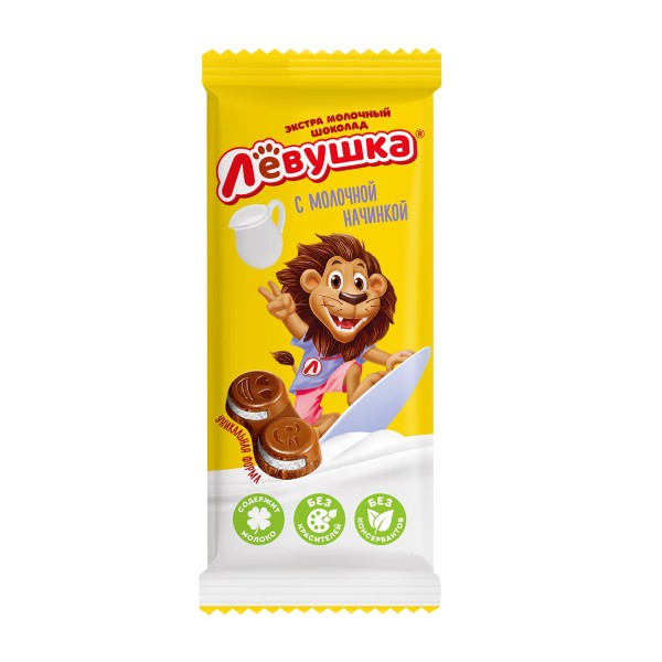 Шоколад Левушка экстрамолочный с молочной начинкой Славянка 85г