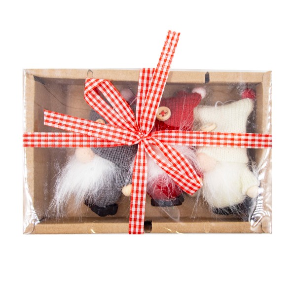 Набор подвесок Гномики в шапке текстиль 8см 3шт