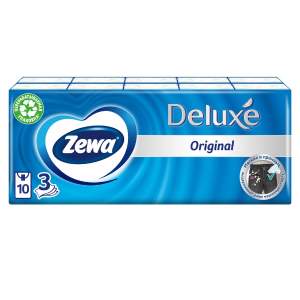 Платочки бумажные носовые Zewa Deluxe 3 слоя 10 шт Х 10
