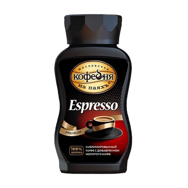 Кофе Espresso сублимированный с молотым Московская кофейня на паяхъ 95г