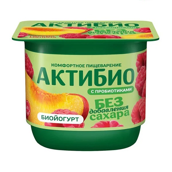 Биойогурт Актибио без сахара персик-малина 2,9% 130г БЗМЖ
