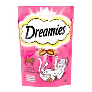 Лакомство Dreamies 30г для кошек с говядиной