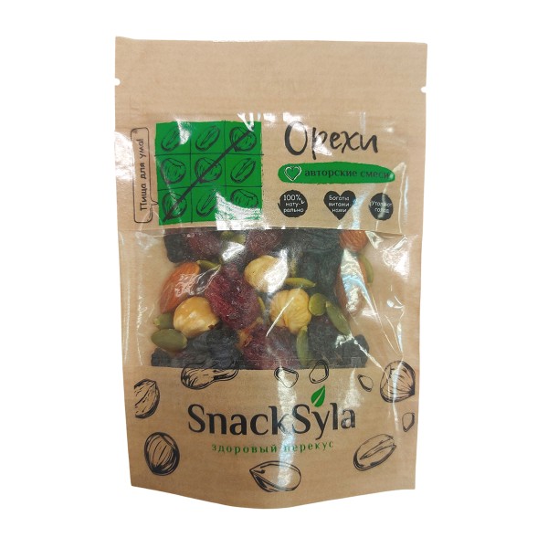 Смесь Snacksyla орехов с виноградом, сушеной клюквой и тыквенными семечками Здоровый перекус 50г