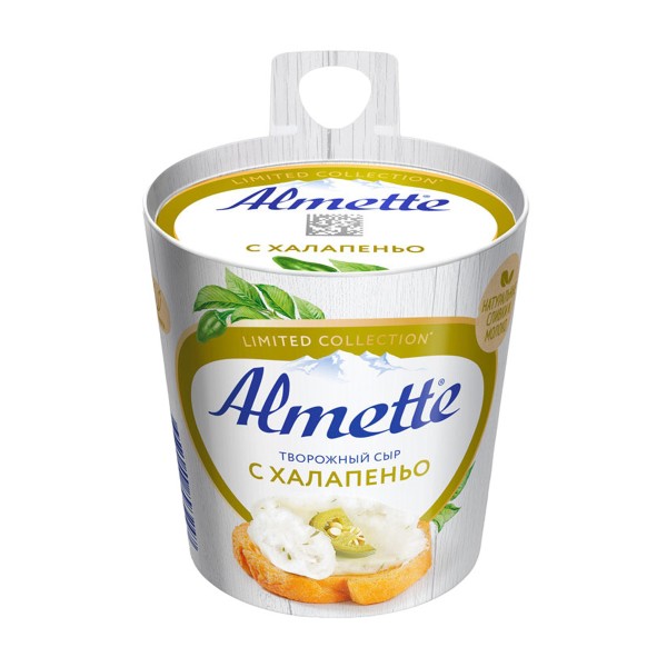 Сыр творожный 60% Almette 150г с халапеньо БЗМЖ