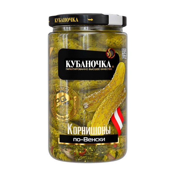 Огурцы Кубаночка корнишоны маринованные по-венски 360г