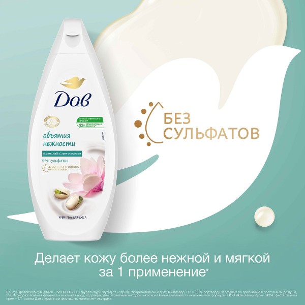 Крем-гель для душа Дав 250мл фисташковый крем и аромат магнолии