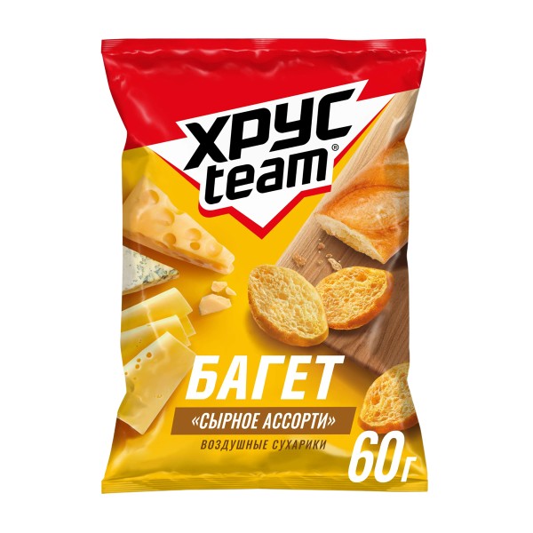 Сухарики Хрусteam Багет 60г сырное ассорти