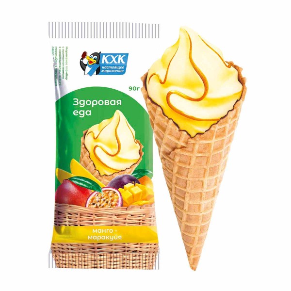Мороженое рожок Здоровая еда пломбир манго-маракуйя 90г БЗМЖ