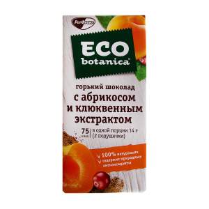 Шоколад Eco Botanica с абрикосом и клюквенным экстрактом 85г
